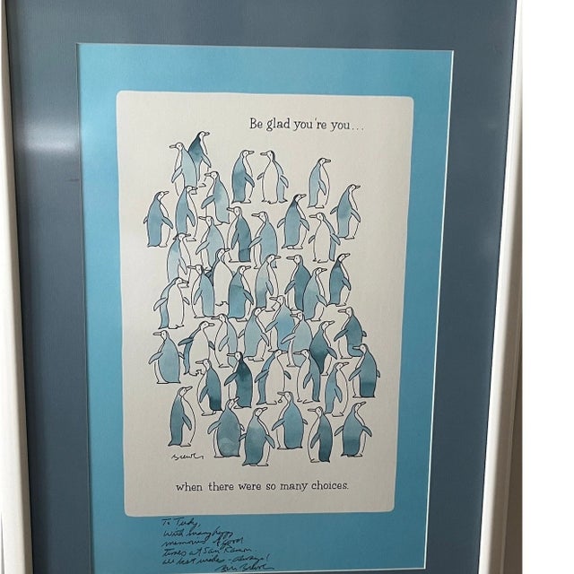 Late 20th Century Sandra Boynton Signed "Be Glad You're You" Penguin Art Print - Custom Framed For Sale - Image 4 of 7
