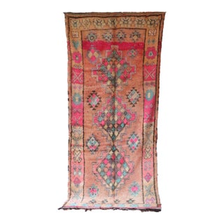 1980s Handknotted Pink Moroccan Rug - 5'4" X 12'2" Ft For Sale