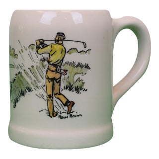 Mid 20th Century Paul Brown X Brooks Brothers Ceramic Mug With Golfer Scene For Sale