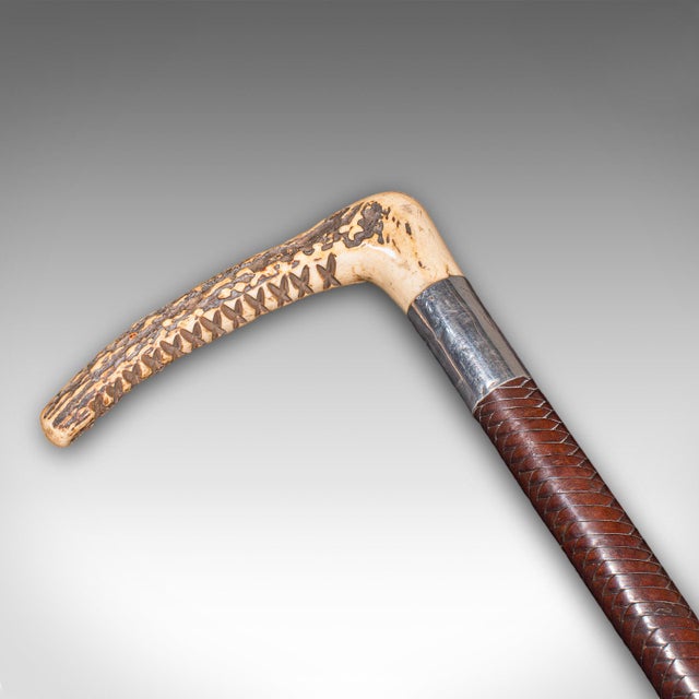English 9' Long Antique Hunting Whip, English Leather, Silver, Equestrian, Swaine Adeney For Sale - Image 3 of 11
