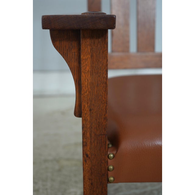 Antique L&jg Stickley Leather Seat Rocking Chair For Sale - Image 15 of 18