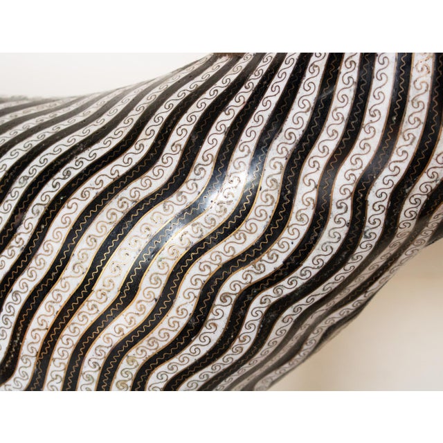 Rare XL Vintage Chinese Cloisonné Enameled Zebra Statue For Sale - Image 12 of 15
