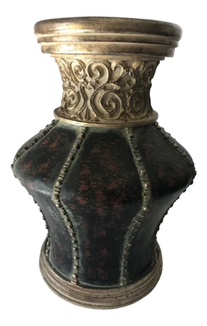 Vintage Lamlee Urn With Faux Finish & Gold Accents