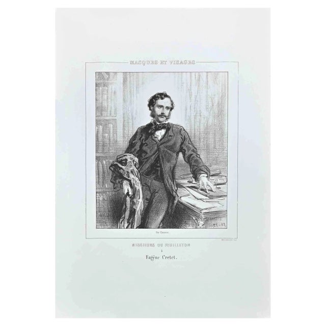 Paul Gavarni, Gentlemen of the Soap Opera, Lithograph, 1850s For Sale