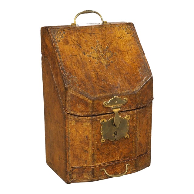 18th Century French Embossed Leather Letter Box, “Coffret a Courrier” For Sale