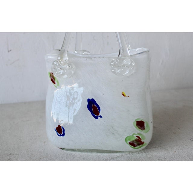 Glass Late 20th Century Murano Style Art Glass Handbag Bag Shaped Vase For Sale - Image 7 of 9