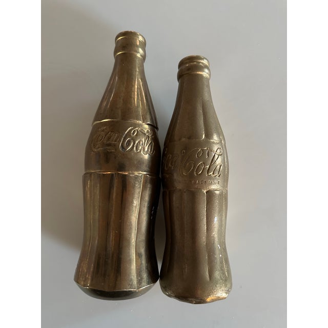 1970s Vintage Brass Coca Cola Bottles- Set of 2 For Sale - Image 5 of 9