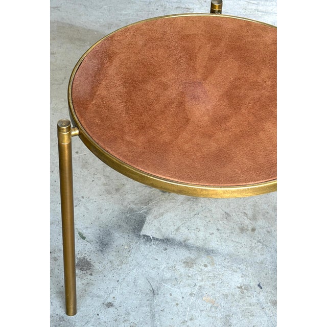 Mid 20th Century Mastercraft Bronze and Suede Side Table, USA, circa 1970s For Sale - Image 5 of 12