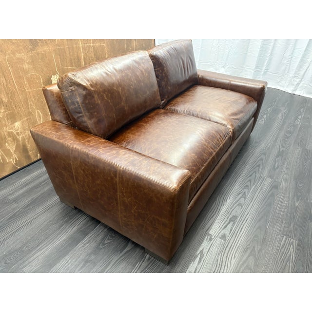 Rh Maxwell Leather 2-Cushion Sofa For Sale - Image 15 of 18