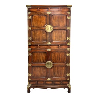 Henredon Asian Japanese Tansu Campaign Style Extra Large Gentleman's Chest For Sale