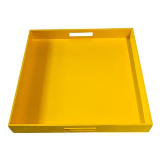 Vintage Lacquered Yellow Serving Tray For Sale