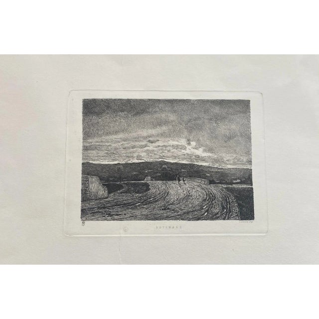 Novembre is a beautiful etching on paper, realized in 1870 by Carlo Lovera, after Enrico Ghisolfi (Barolo, 1837 -Turin,...