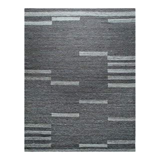 4x6 Gray Handwoven Wool Floating Rectangles Geometric Modern Carpet Rug For Sale