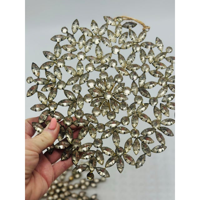 Gold Large Vintage Rhinestone Ornaments, a Set of 2 For Sale - Image 8 of 9