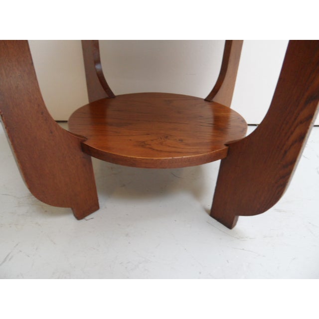 Art Deco Round Oak Coffee Table, 1920s For Sale - Image 6 of 10