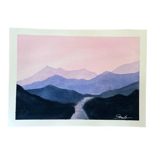“Twilight Path” Signed Original Watercolor Landscape by Nancy Smith For Sale