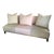 Beige Linen & Pink Fabric Custom Made “Fashionista” Sofa with Matching Pillows For Sale