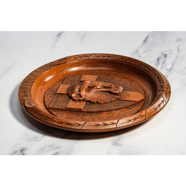 Hand Carved Lion Plaque Antique Victorian English Heraldic Wood Medallion Wall Home Decor For Sale - Image 9 of 13