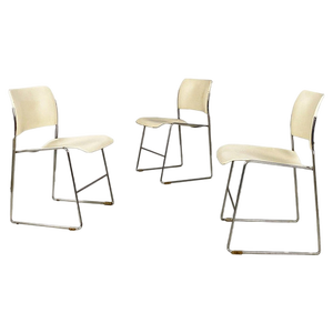 Mid-Century Modern White Chairs by David Rowland for GF Furniture, 1963, Set of 3