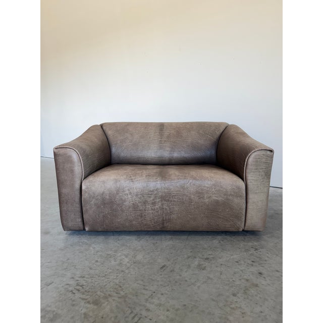 1970s 1970s Swiss De Sede Ds-47 Grey Neck Leather Two Seat Sofa For Sale - Image 5 of 10