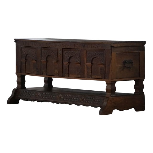 Danish Baroque Oak Sideboard with Carved Details, 1750s For Sale