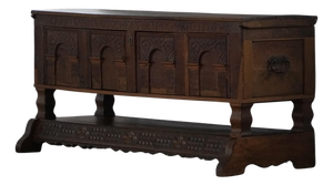 Danish Baroque Oak Sideboard with Carved Details, 1750s