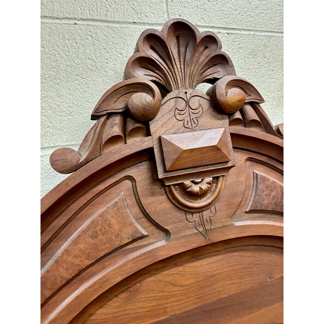 Antique Full Size Victorian Eastlake Monumental High Back Carved Walnut Bed For Sale - Image 4 of 9