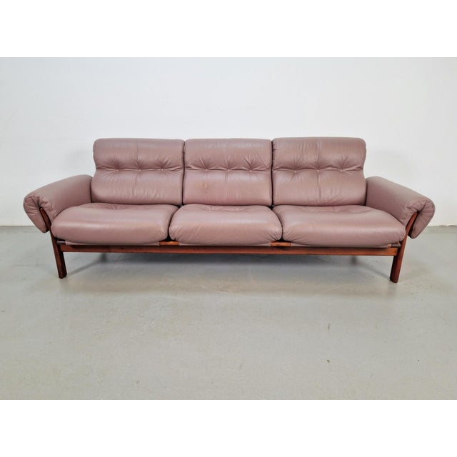 Vintage Teak Leather Sofa from Coja, Netherlands, 1960s For Sale - Image 4 of 13
