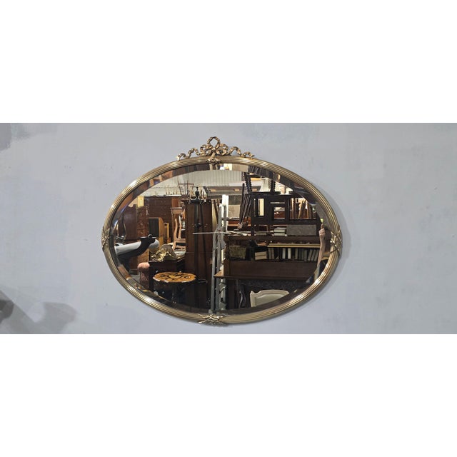 Victorian Oval Brass Mirror, 1880 For Sale - Image 3 of 9