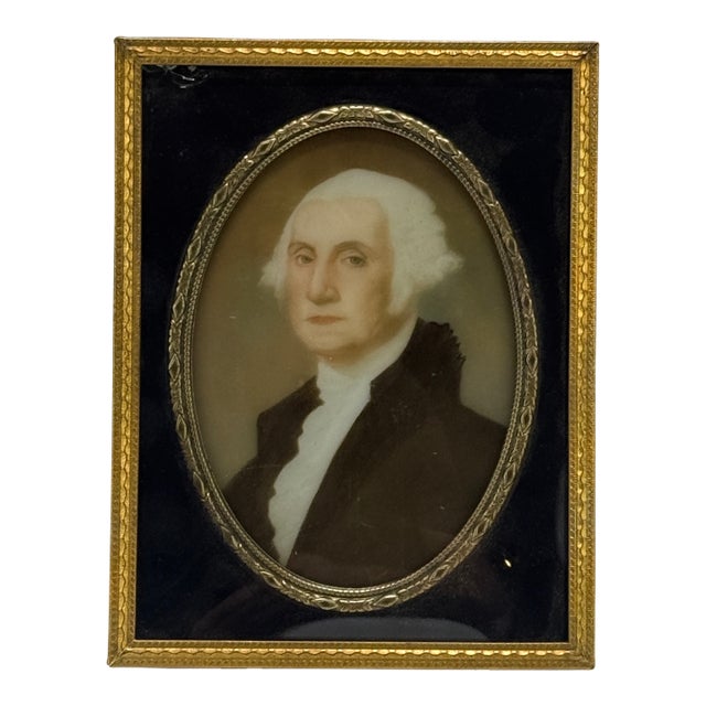American School Glass Miniature Portrait of George Washington, Mid-19th Century For Sale