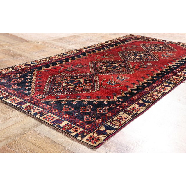 Red Antique Red Persian Shiraz Rug, 03'10 X 07'09 For Sale - Image 8 of 10
