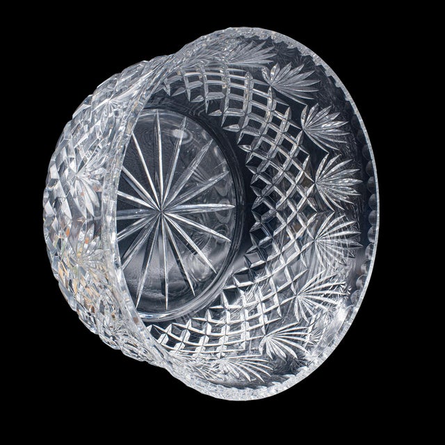 Vintage Punch Bowl, English, Crystal Glass, Serving, Fruit Dish, Mid Century For Sale - Image 6 of 10