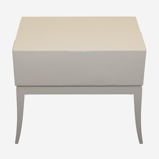 Tommi Parzinger for Charak White Lacquered Bedside Table For Sale In New York - Image 6 of 6