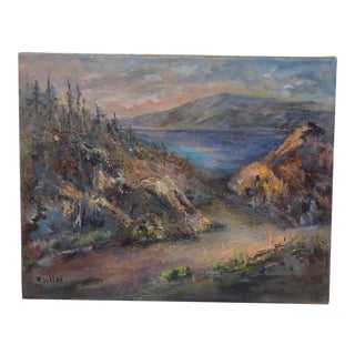 Irina Roublon "luminous Mountain Landscape" Oil Painting C.1960s For Sale