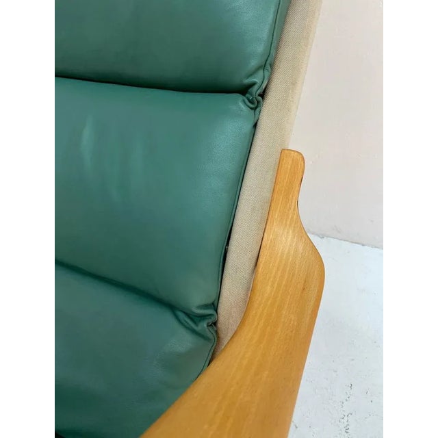Cream Pernilla 69 Armchair in Green Leather by Bruno Mathsson for Dux, 1960s For Sale - Image 8 of 12