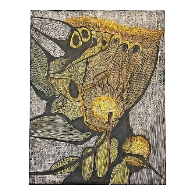 Ruth Leaf Vintage Woodcut Proof "Botanical Study" Unsigned Studio Print For Sale