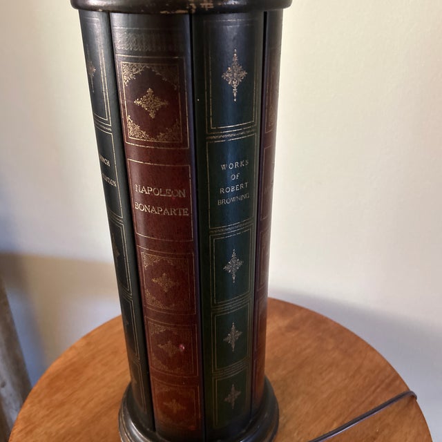 Vintage Column Design Frederick Cooper Trompe I’Oeil Book Motif Table Lamp For Sale In Chicago - Image 6 of 12