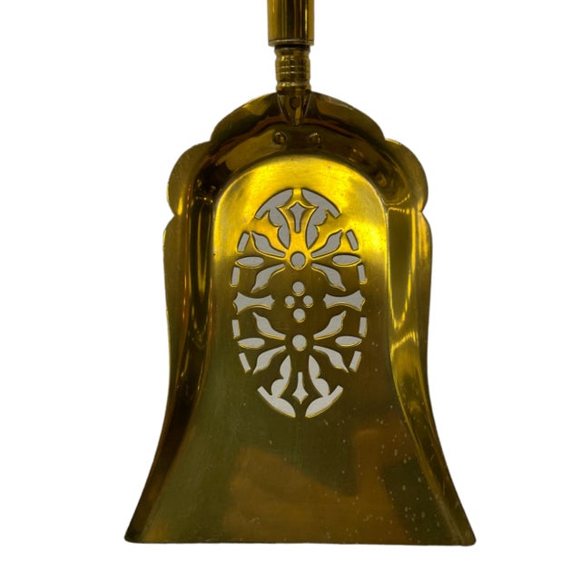 Georgian Brass Fire tools on Stand 19th Century English Brass Center Bowl, Stag shaped handles