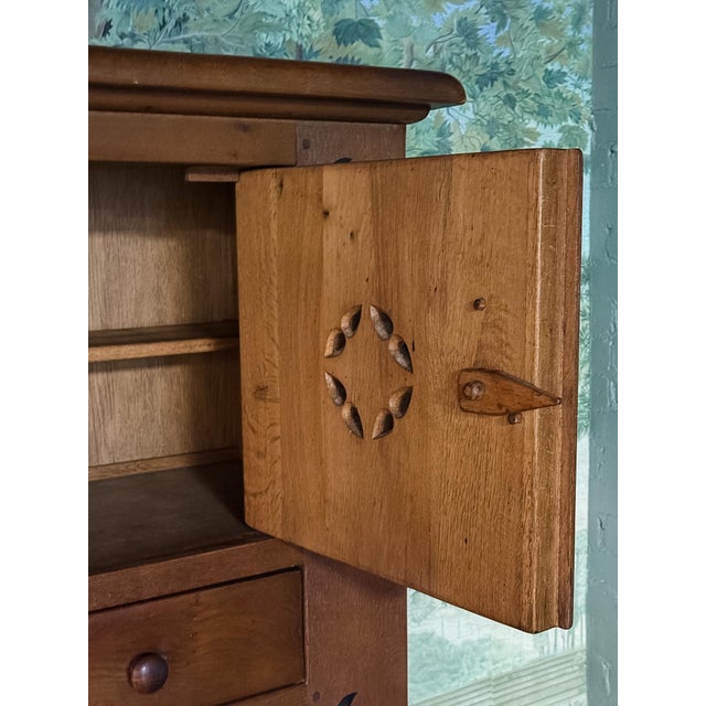1900 - 1909 Antique Oak Cupboard Cabinet With Iron Details For Sale - Image 5 of 7