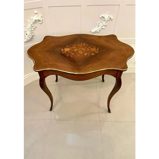 Antique French Louis XV Marquetry Inlaid Center Table For Sale - Image 3 of 14