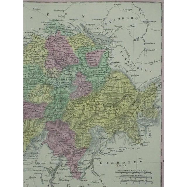 Traditional Map of Switzerland by Cowperthwait, 1850 For Sale - Image 3 of 4