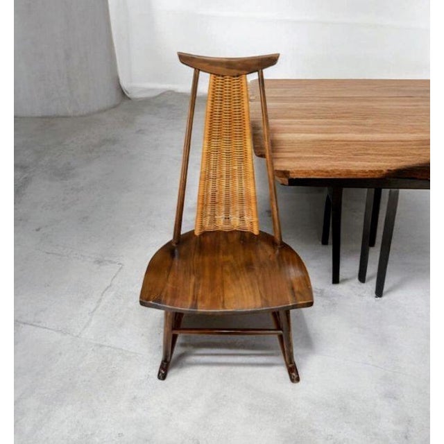 Wood Mid-Century Modern Rocking Chair in Solid Walnut & Rattan by Arthur Umanoff for Washington Woodcraft, Usa, C. 1960's For Sale - Image 7 of 12