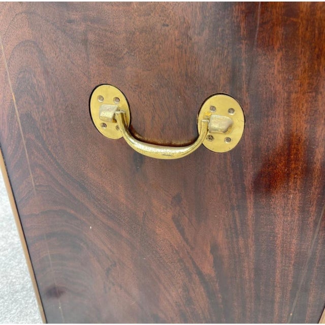 Wood Italian Campaign Style Brass Accent Inlay Lingerie Chest Dresser Chest Drawers For Sale - Image 7 of 12