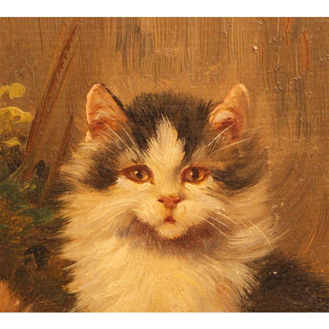 Benno Kögl, Cat with Two Kittens, Mid-20th Century, Oil on Wood, Framed For Sale - Image 6 of 10
