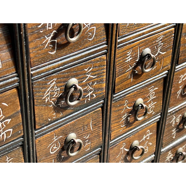 Chinoiserie Antique Korean Apothecary Herbal Medicine Cabinet With Brass Hardware For Sale - Image 3 of 12