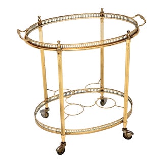 Vintage French Brass Drinks Trolley, 1960s For Sale