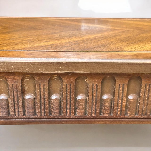 Mid 20th Century 1960s Mid-Century Modern Walnut Chevron Parquetry Long Coffee Table For Sale - Image 5 of 7