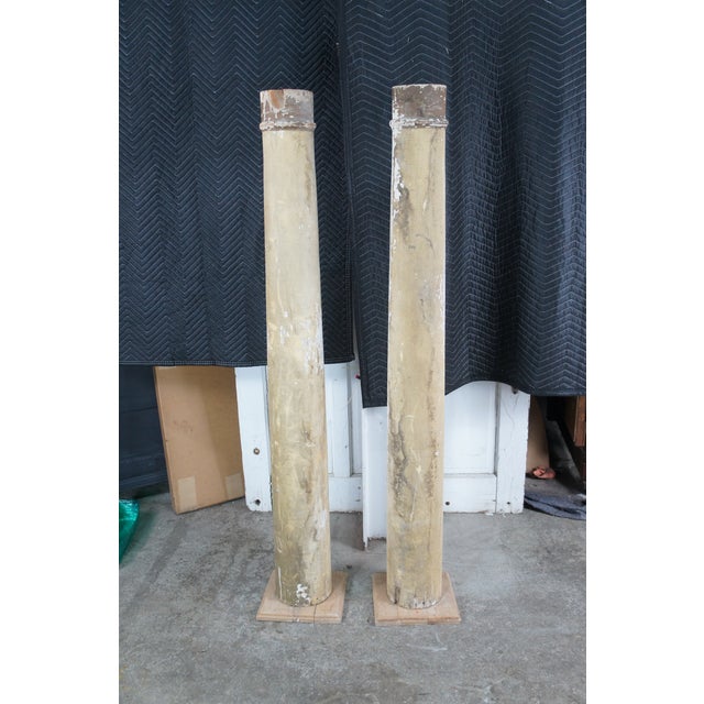 White Antique Architectural Reclaimed Salvaged Decorative Columns Distressed Wood 67" For Sale - Image 8 of 11