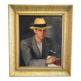 1950's American Gangster Portrait Oil on Canvas For Sale