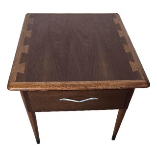 Mid 20th Century Lane AltaVista Walnut One Drawer End Table With Inlaid Top For Sale